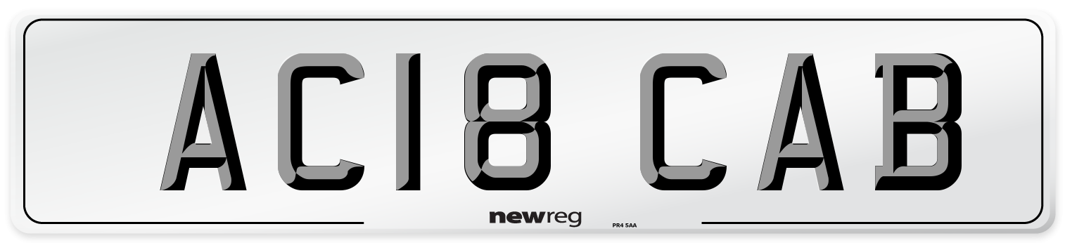 AC18 CAB Number Plate from New Reg